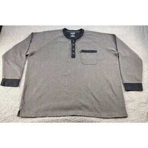 Duluth Trading Co Henley Shirt Mens 3XL XXXL Gray Long Sleeve Pocket Heavy Cold